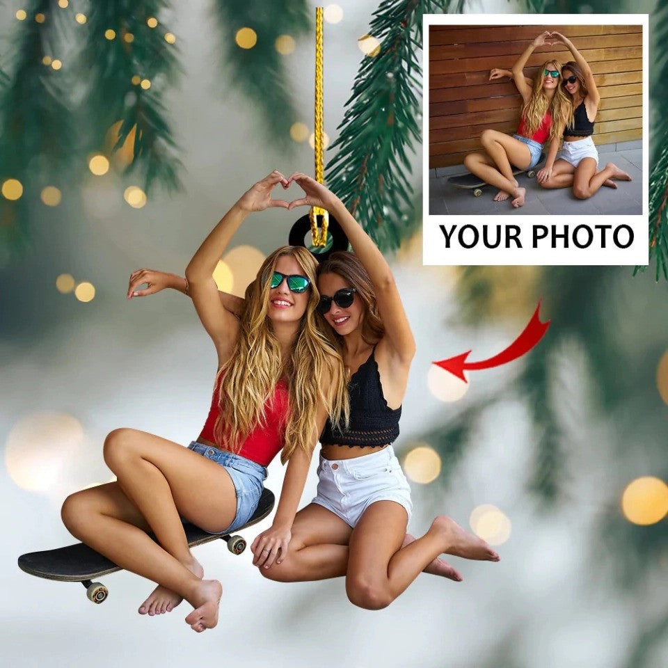 Personalized Photo Bestie Christmas Ornament Custom Picture Best Friend Ornament Gift