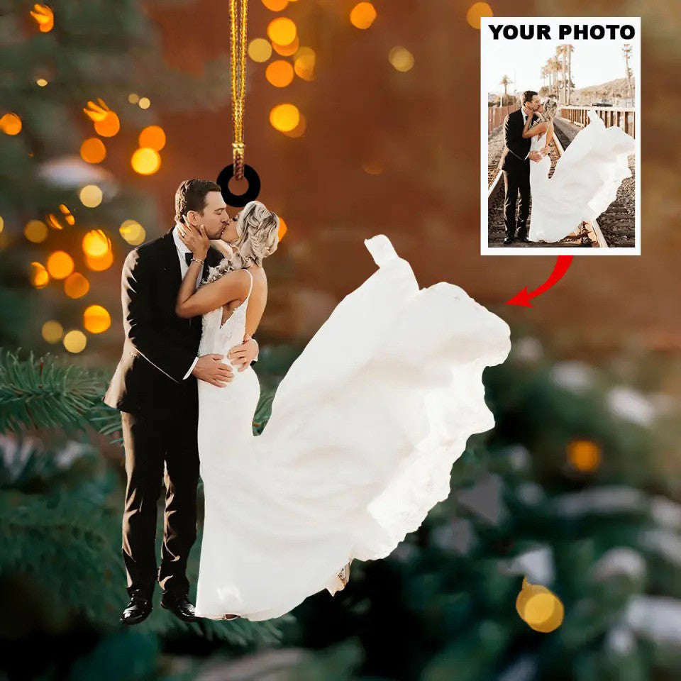 Personalized Image Wedding Ornament 2023 Bride And Groom Christmas Ornament Gifts For Him Her