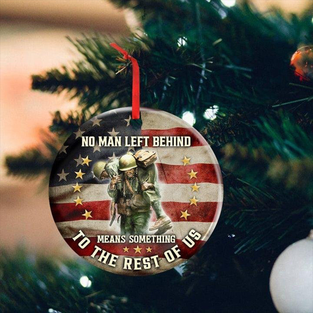 Veteran No One Left Behind USA Flag Ornaments Military Pride 2023 Christmas Decoration