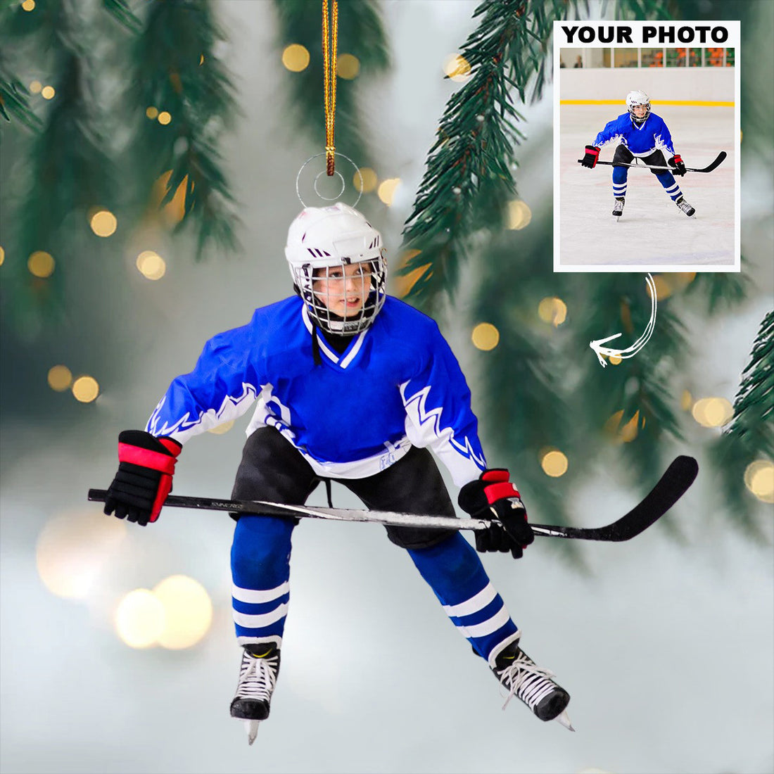 Personalized Ice Hockey Ornaments Photo Christmas Ornament Gifts For Ice Hockey Fans