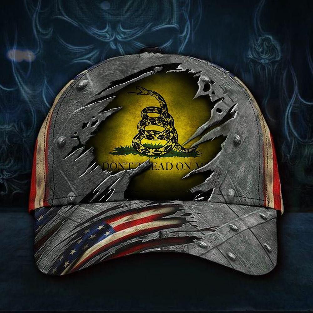Don't Tread On Me Hat 3D Vintage Old Retro Gadsden American Flag Cap For Men - Pfyshop.com