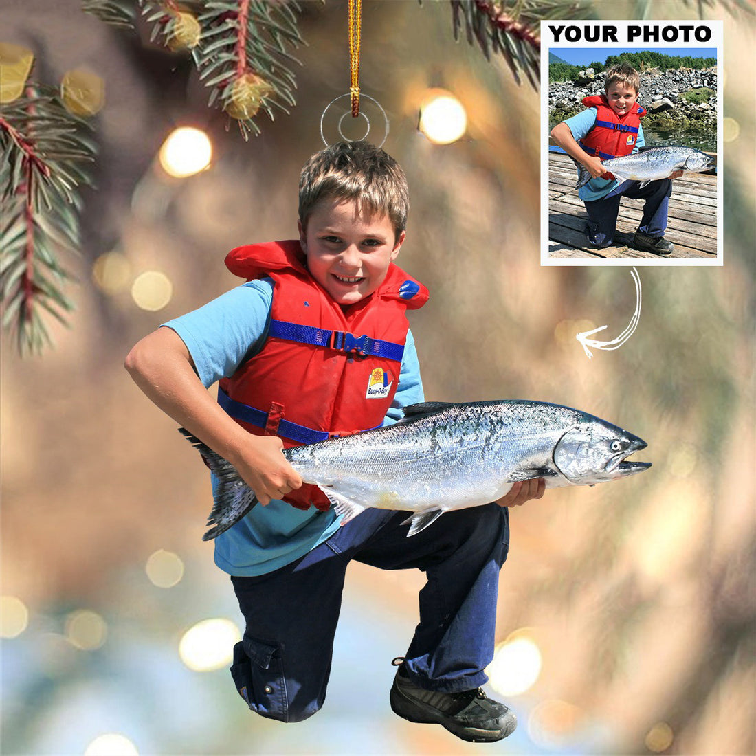 Personalized Photo Fishing Ornament Fishing Christmas Ornaments Gifts For Fisherman