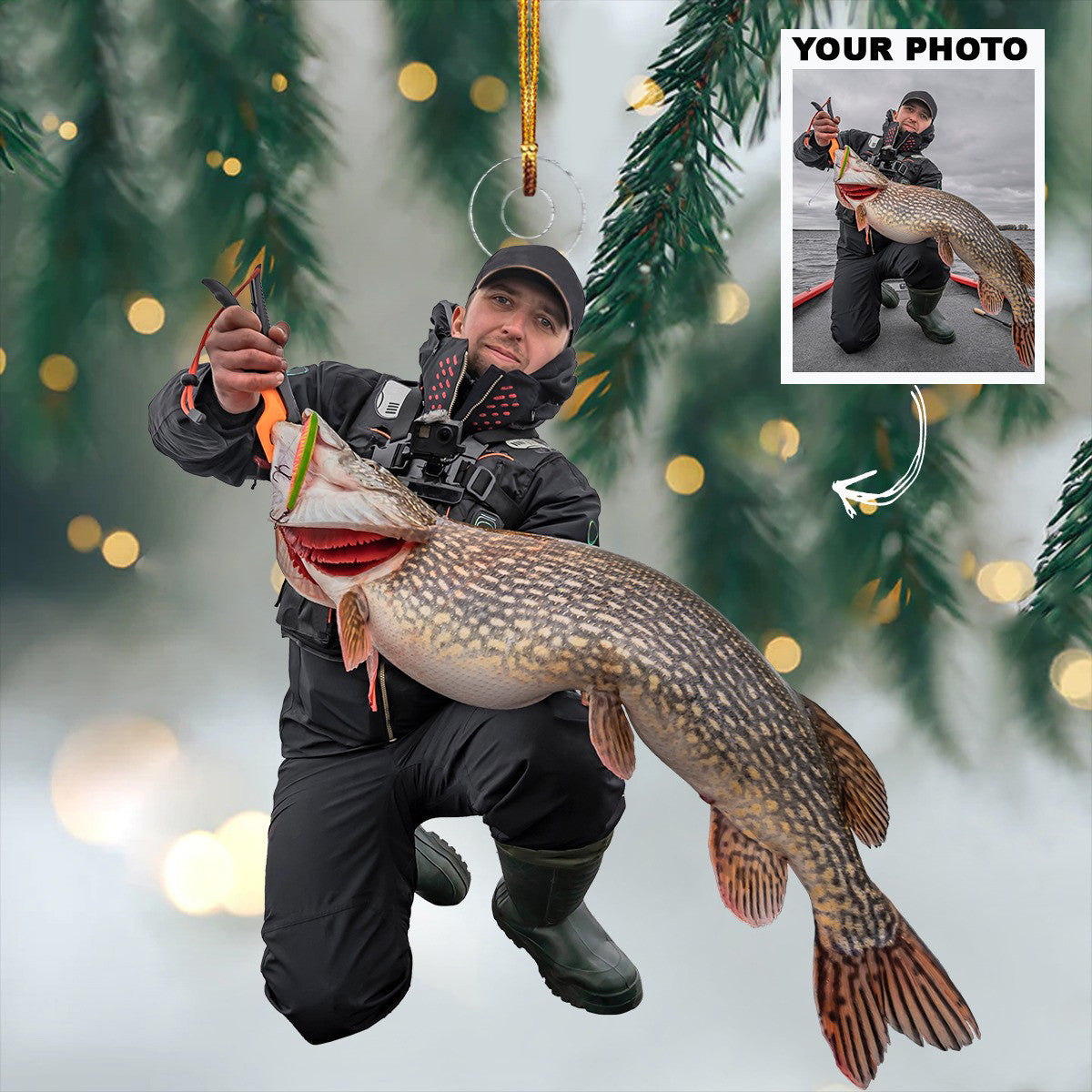Personalized Photo Fishing Ornament Fishing Christmas Ornaments Gifts For Fisherman
