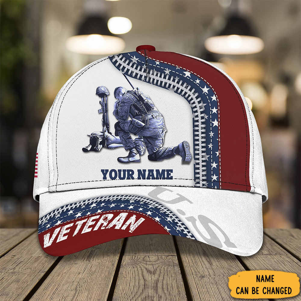 Personalized Kneel Soldier Veteran Hat Patriotic Gifts To Honor Veterans Day 2023