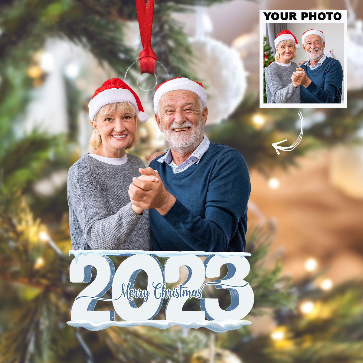 Personalized Photo Family Ornament Merry Christmas Custom Picture Ornaments Gifts For Family