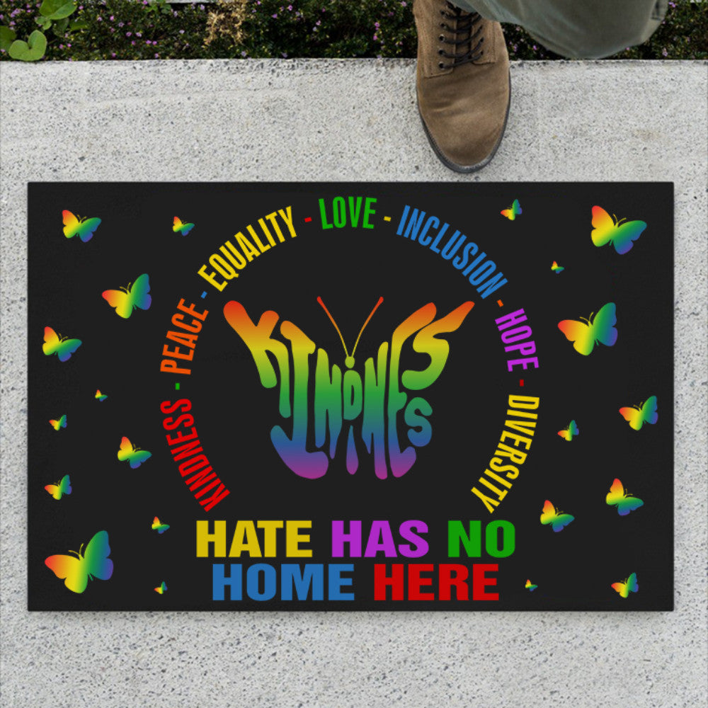 Butterfly Kindness Hate Has No Home Here Doormat Pride Merchandise LGBT Support