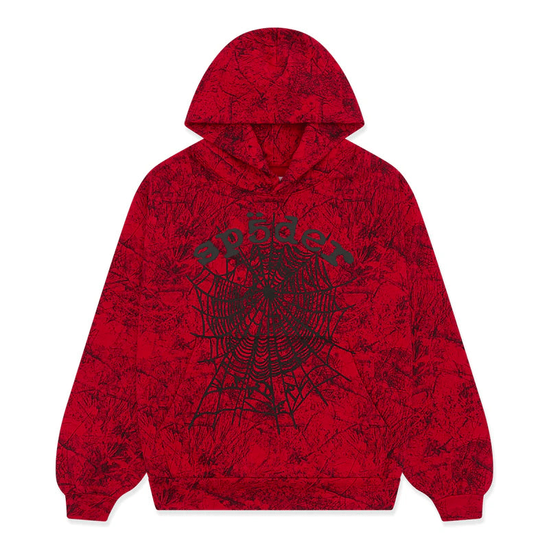 Red Camo SP5DER Hoodie Streetwear for Men Women SP5DER Merch Cotton Oversized Unisex Sweatshirt