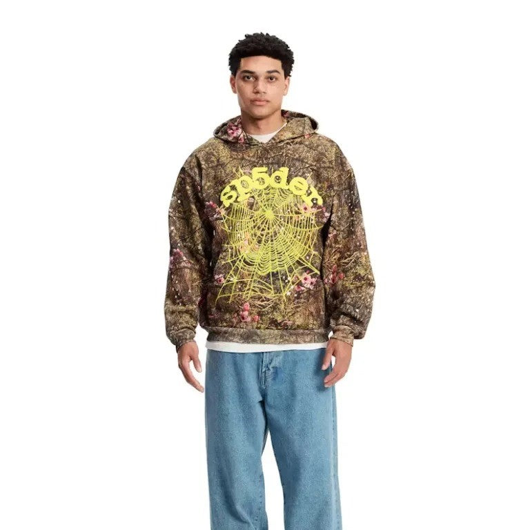Camo SP5DER Hoodie Streetwear for Men Women SP5DER Merch Cotton Oversized Unisex Sweatshirt