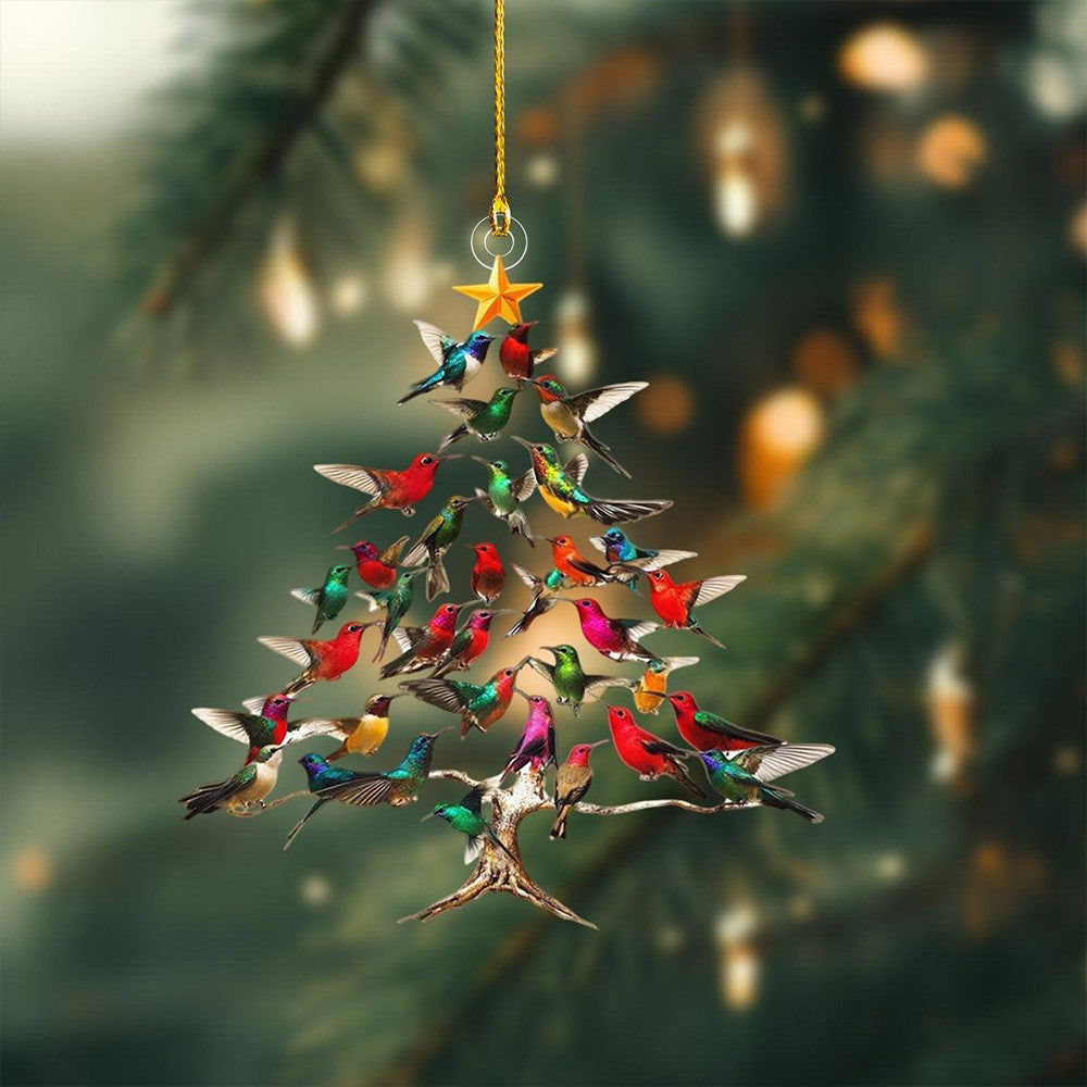 Colorful Hummingbirds Christmas Tree Ornament Xmas Gifts For Hummingbird Lovers
