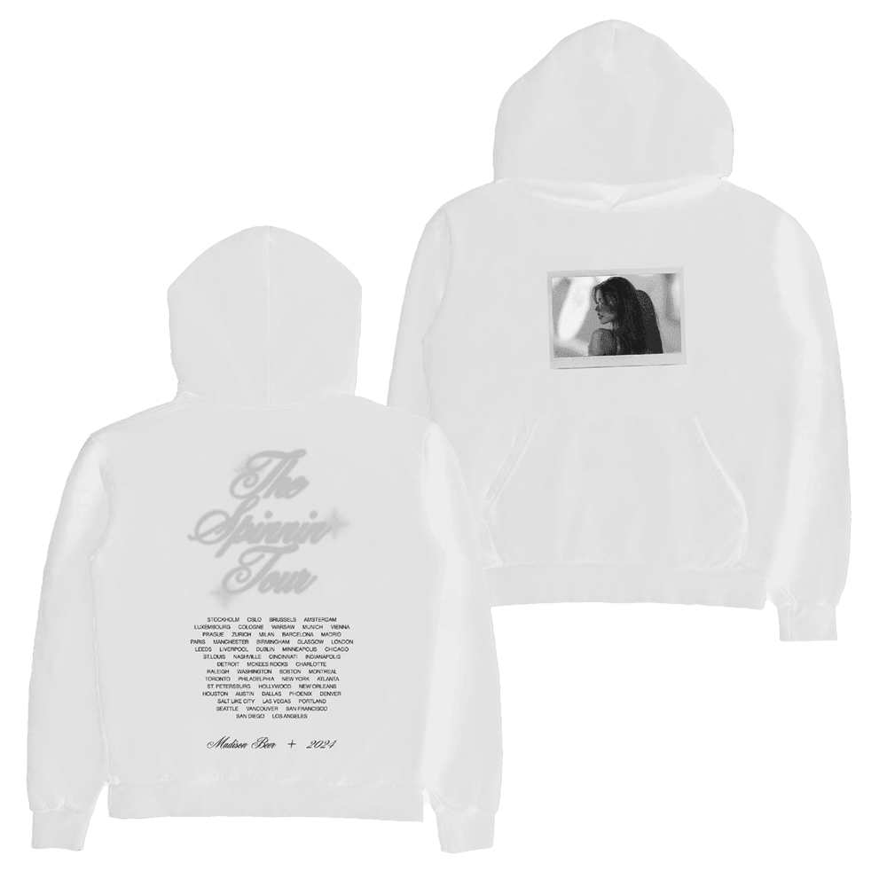 Madison Beer Merch Spinnin Tour White Polaroid Hoodie Music Fans Gifts