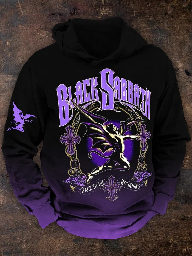 Black Sabbath Merch Hoodie Gradiant Demon Black Sabbath Hoodie Rock Band Fan Clothing
