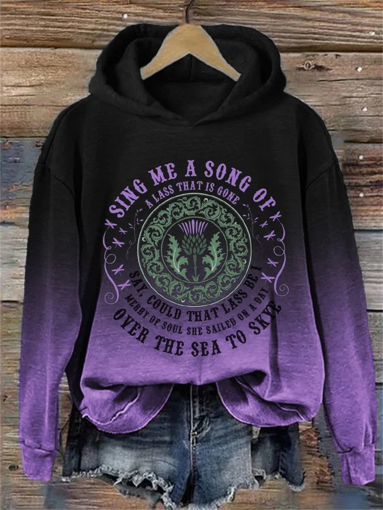 Outlander Merch Hoodie Outlander Sing Me A Song Of A Lass That Is Gone Thistle Flower