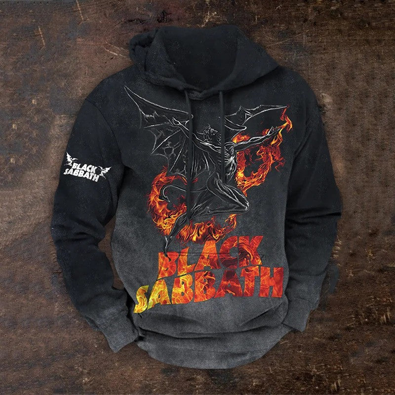 Black Sabbath Merch Hoodie Fire Gradiant Demon Black Sabbath Hoodie Gifts For Rock Band Fan