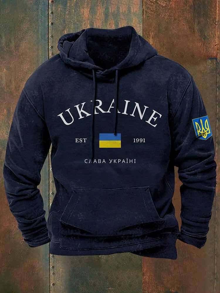 Zelensky Hoodie Ukrainian Trident Symbol Ukraine Hoodie Zelensky Clothing Retro Gift for Him