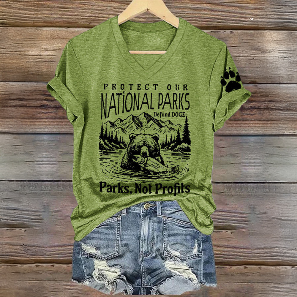 Protect Our National Parks V-Neck T-Shirt Fck Elon Musk Trump Merch Vintage Hoodie Gift for Men