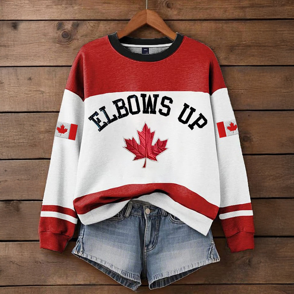 Elbows Up Canada Sweatshirt For Women's Anti Trump Political Apparel Gifts For Canadian