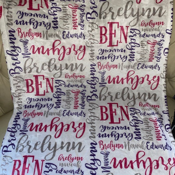 Personalized Baby Name Blanket – Custom Name Pattern Baby Blanket, Soft Newborn Blanket, Baby Shower Gift, Personalized Baby Throw Blanket