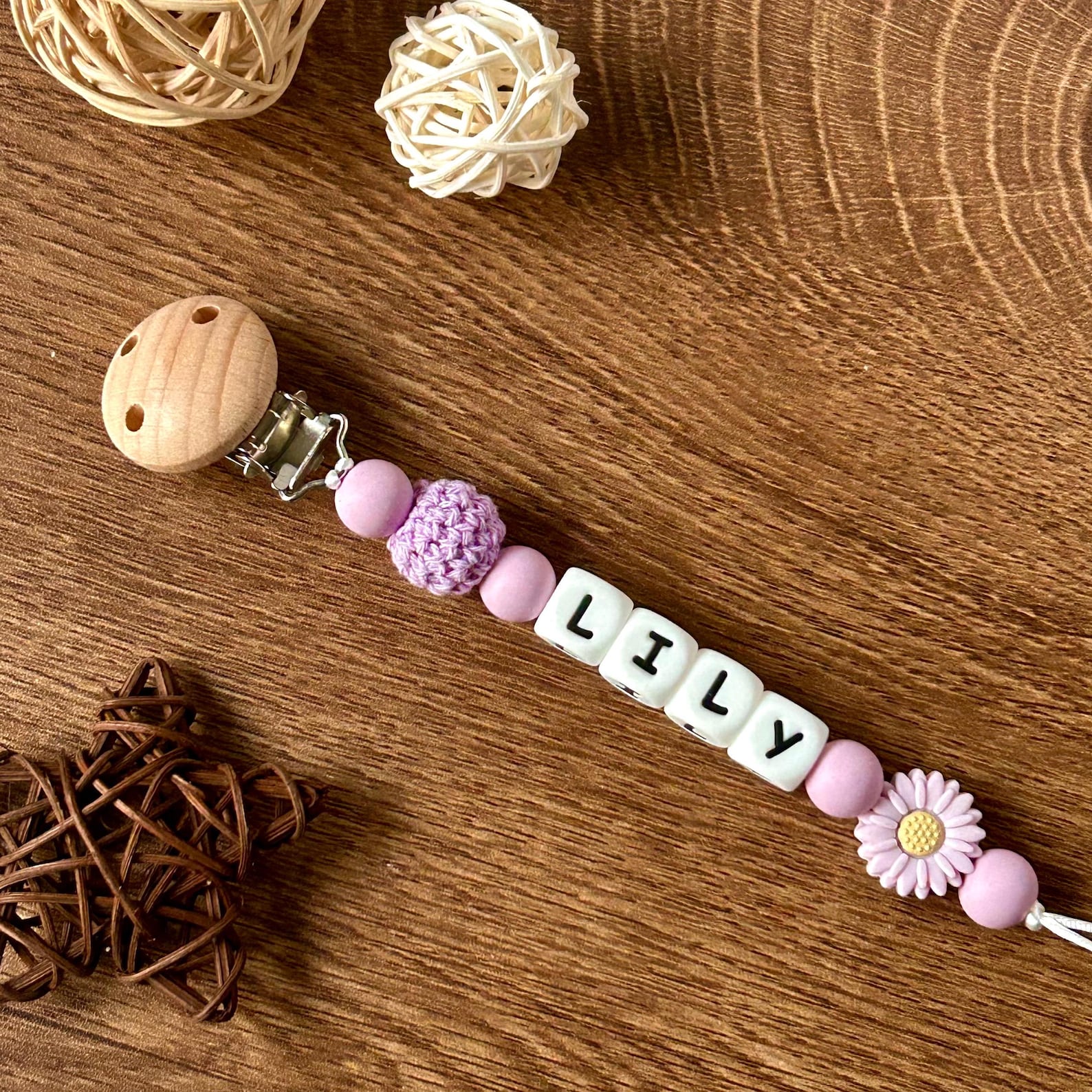 Personalized Pacifier Clip, Custom Dummy Clip, Pacifier Holder, Soother Clip, Binky Clip, Baby Shower Gift, Baby Gift, Newborn Gift