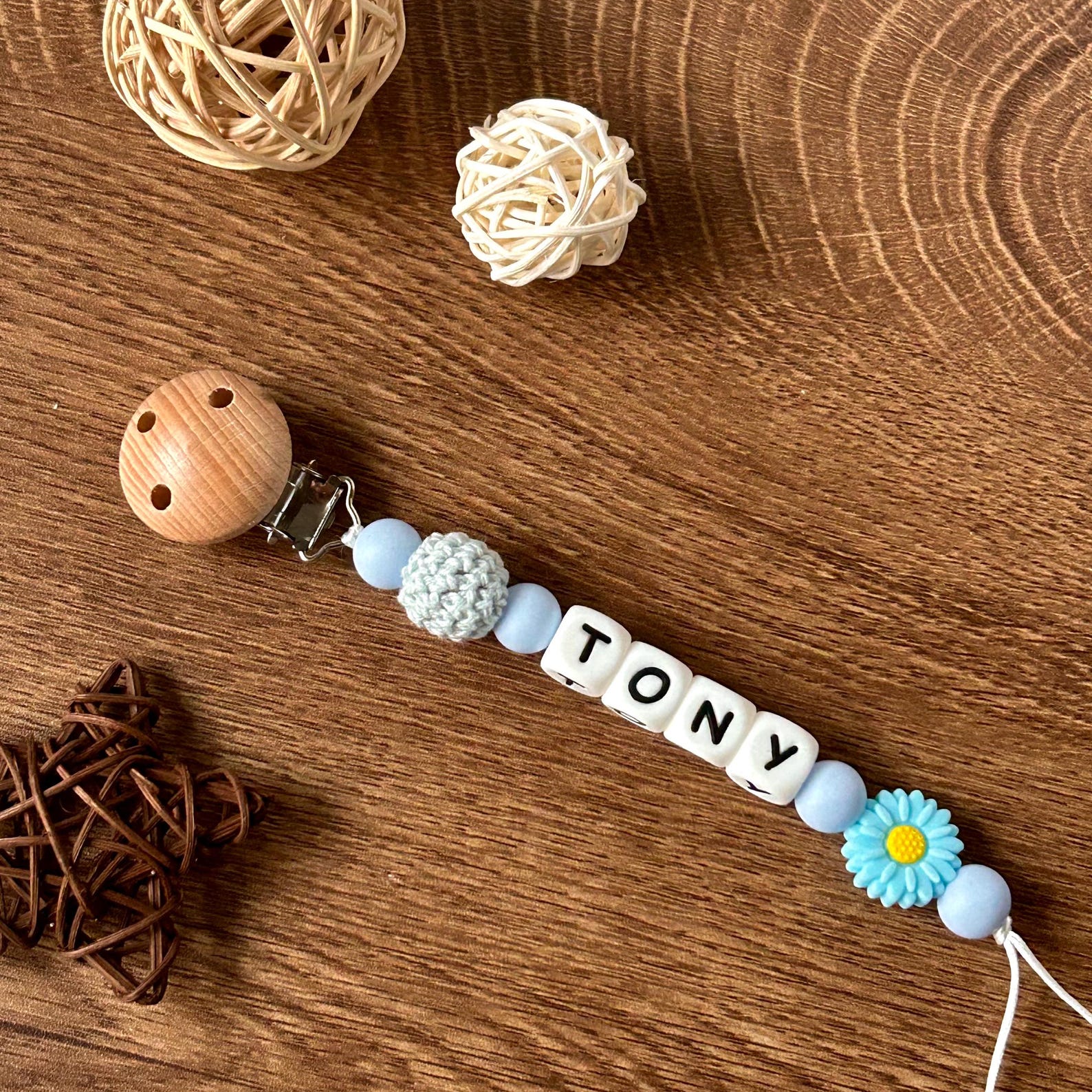 Personalized Pacifier Clip, Custom Dummy Clip, Pacifier Holder, Soother Clip, Binky Clip, Baby Shower Gift, Baby Gift, Newborn Gift