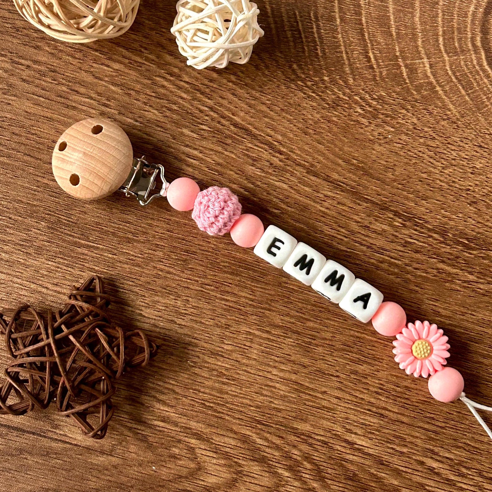Personalized Pacifier Clip, Custom Dummy Clip, Pacifier Holder, Soother Clip, Binky Clip, Baby Shower Gift, Baby Gift, Newborn Gift
