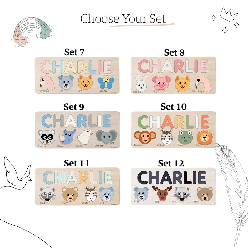 Wooden Busy Board, Personalized Name Puzzle Toy, Baby Girl Gift,  Wood Toys for One Year Old