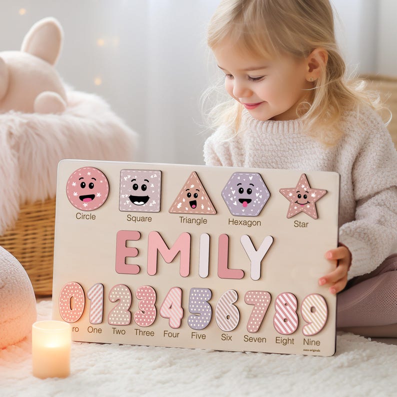 Personalized Gifts for Baby Boys and Girls, Personalized Toys for Baby, Toddlers Name Puzzle, Wooden Name Puzzle, Custom Baby Shower Gift