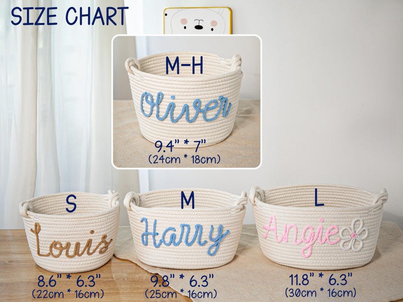 Personalized Baby Shower Gift Basket, Rope Cotton Baby Basket, Newborn Gift, Baby Name Keepsake, Easter Basket