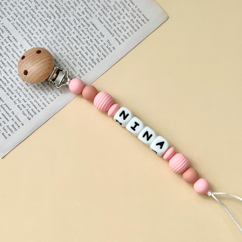 Personalized Pacifier Clip, Baby shower Gift, Custom Soother Clip, Newborn Gift, Baby Binky Clip, Custom Dummy clip, Baby Pacifier Holder