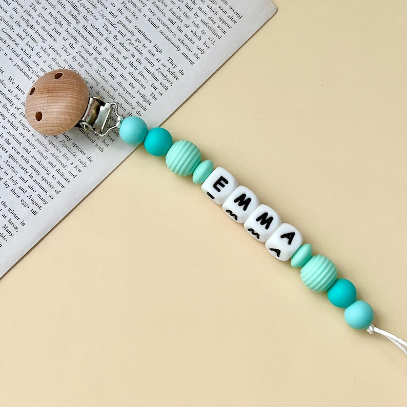 Personalized Pacifier Clip, Baby shower Gift, Custom Soother Clip, Newborn Gift, Baby Binky Clip, Custom Dummy clip, Baby Pacifier Holder