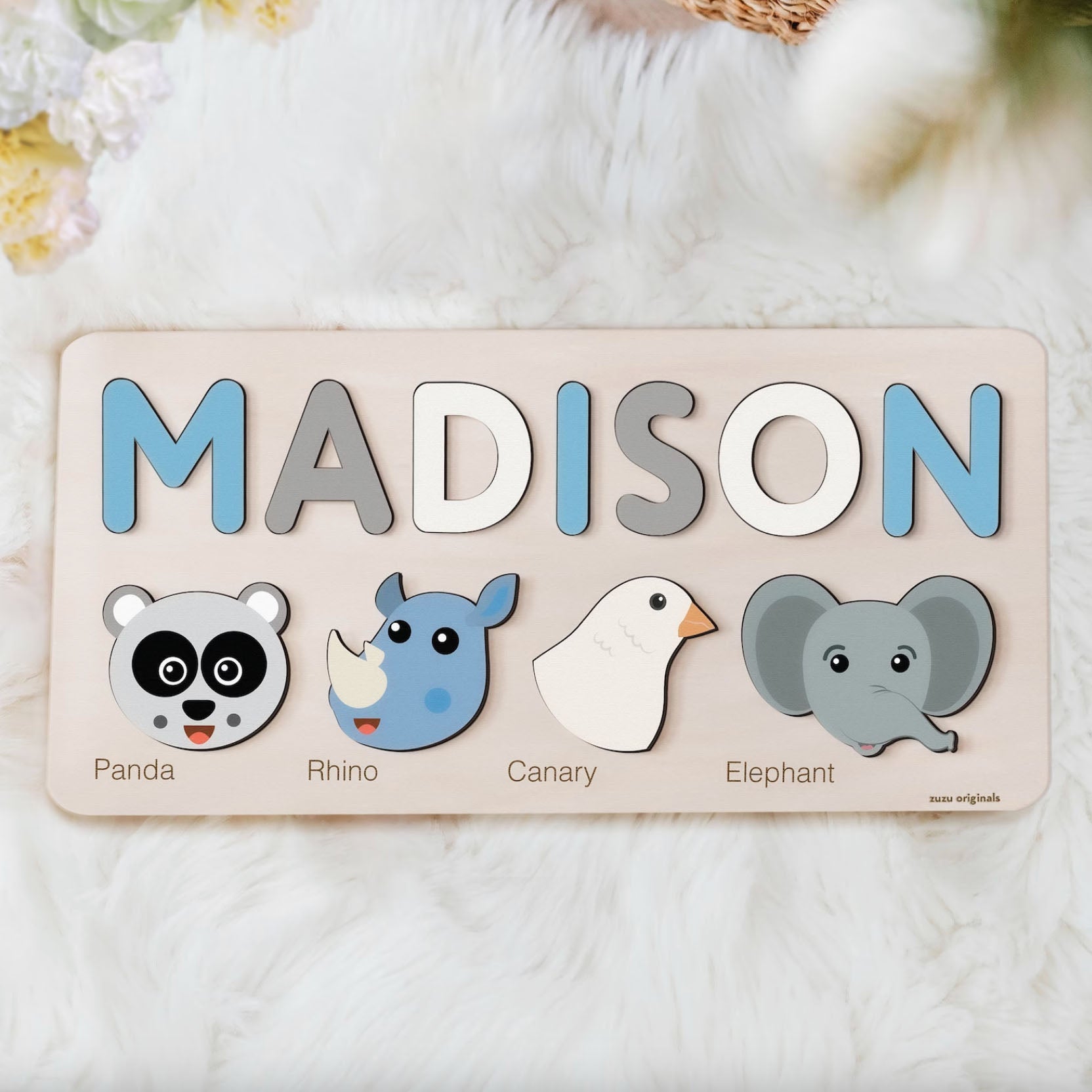 Wooden Busy Board, Personalized Name Puzzle Toy, Baby Girl Gift,  Wood Toys for One Year Old