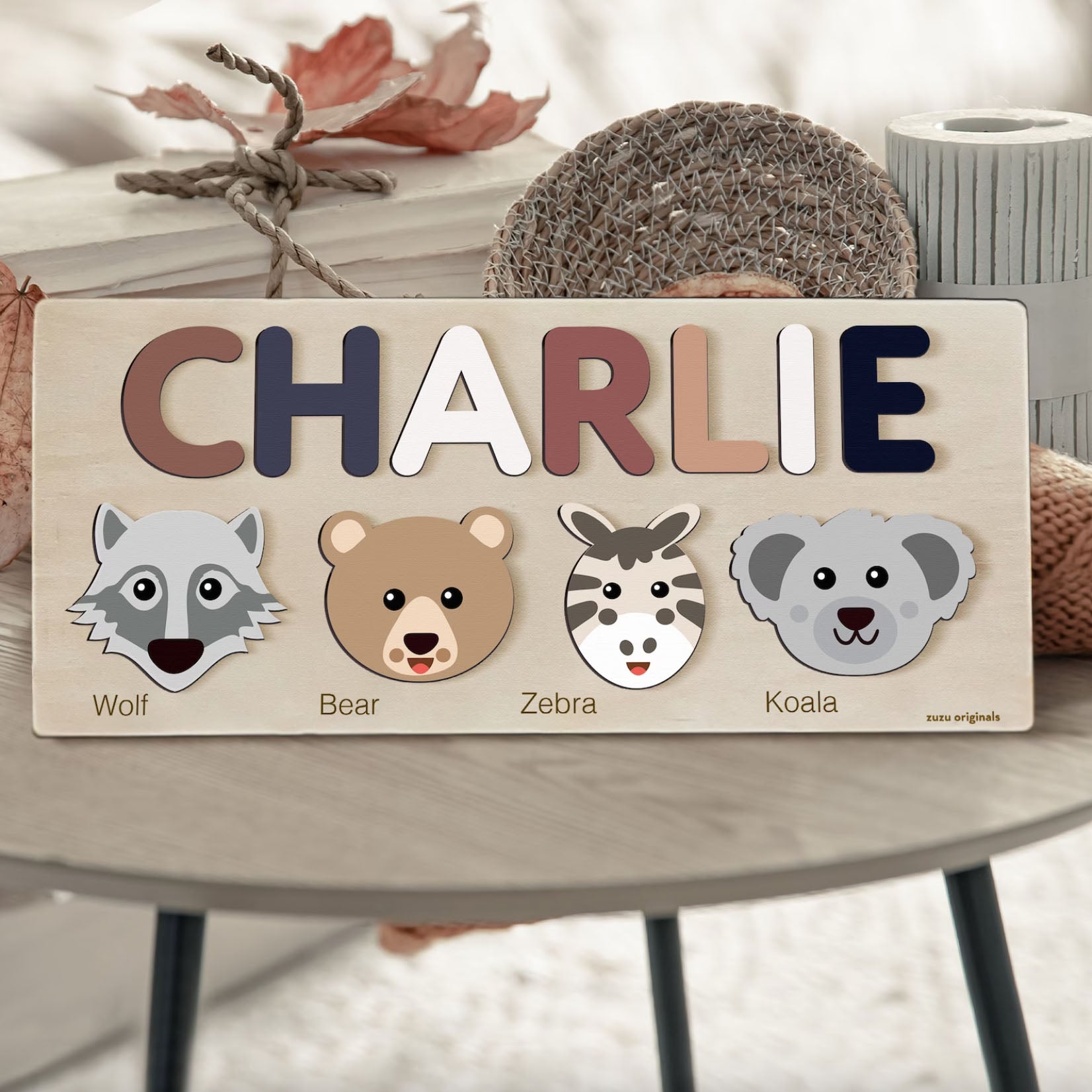 Wooden Busy Board, Personalized Name Puzzle Toy, Baby Girl Gift,  Wood Toys for One Year Old